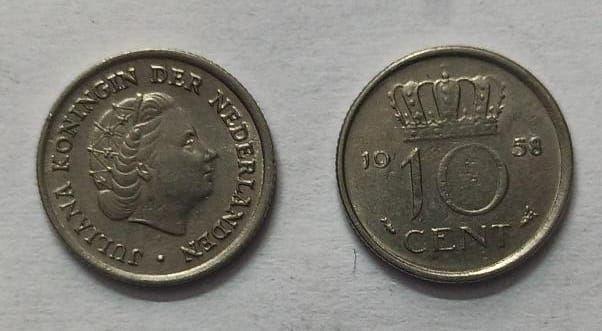 Netherlands-10 Cent 1958 (Used) - Coin