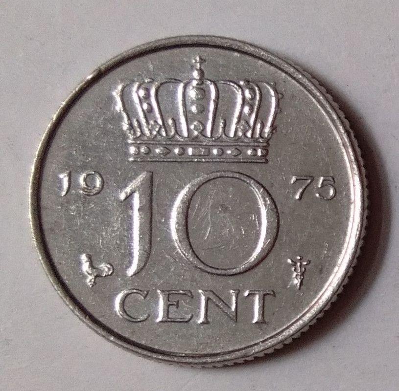 Netherlands-10 Cent 1975 (Used) - Coin