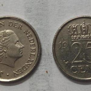 Netherlands-25 Cent 1971 (Used) - Coin
