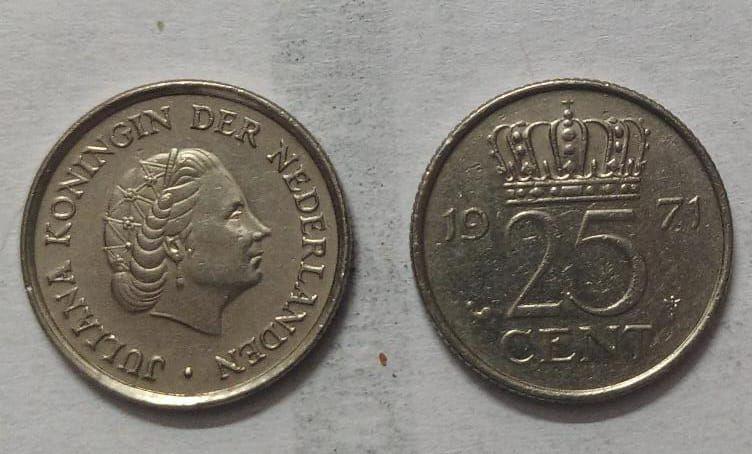 Netherlands-25 Cent 1971 (Used) - Coin
