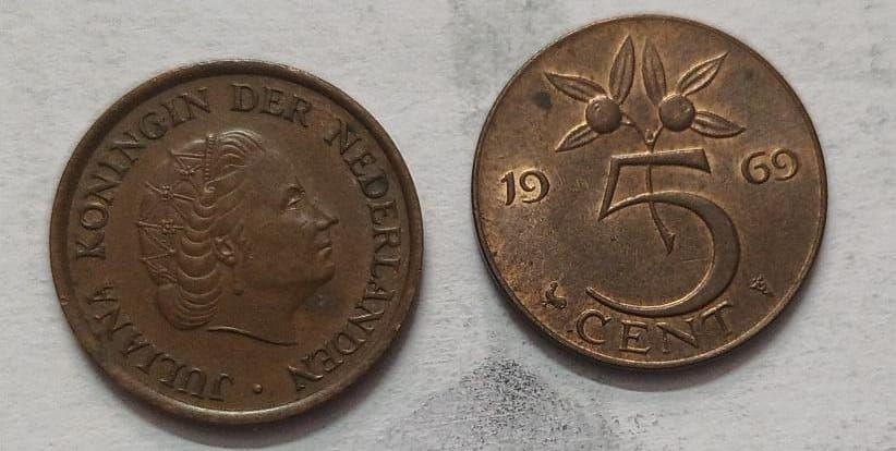 Netherlands-5 Cent 1969 (Used) - Coin