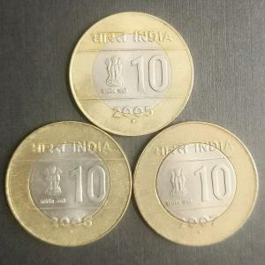India - 2005-2007 - Rs. 10 Republic Coins Set Total # Of Coins 3 UNC
