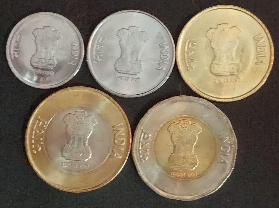 India - 2022 - 75th Year of Independence Akam Rs. 1, Rs. 2, Rs. 5, Rs. 10, Rs. 20 UNC Azadi ka Amrit Mahatosav