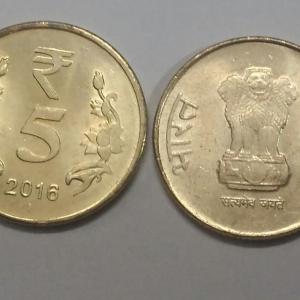 India - 2016 - 5 Rupees UNC 1 No - Coin