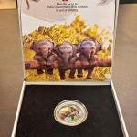 India - Endangered Animals of India - The Asian Elephant (Color Souvenir Coin) -Wood Box (Pro of Set)