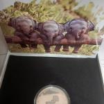 India - Endangered Animals of India - The Asian Elephant (Color Souvenir Coin) -Wood Box (Pro of Set)