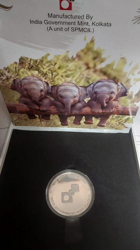 India - Endangered Animals of India - The Asian Elephant (Color Souvenir Coin) -Wood Box (Pro of Set)