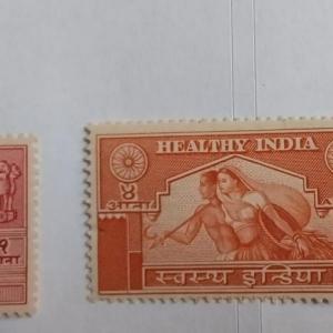 India 1950 - HEALTHY CHARITY LABELS 1950 SET OF 3 MNH Stamps 1 ANNA, 4 ANNAS 1 RUPEE