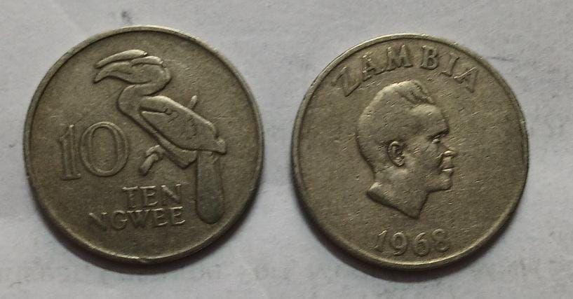 Zambia 10 NGWEE 1968 Coin(Used)