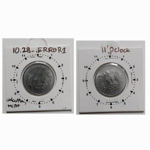 India - 1999 - 1 RUPEE Calcutta Mint 11O Clock Rotation Error Coin UNC