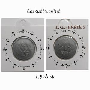 India - 2001 - 1 RUPEE Calcutta Mint 11.30 Rotation Error Coin Used
