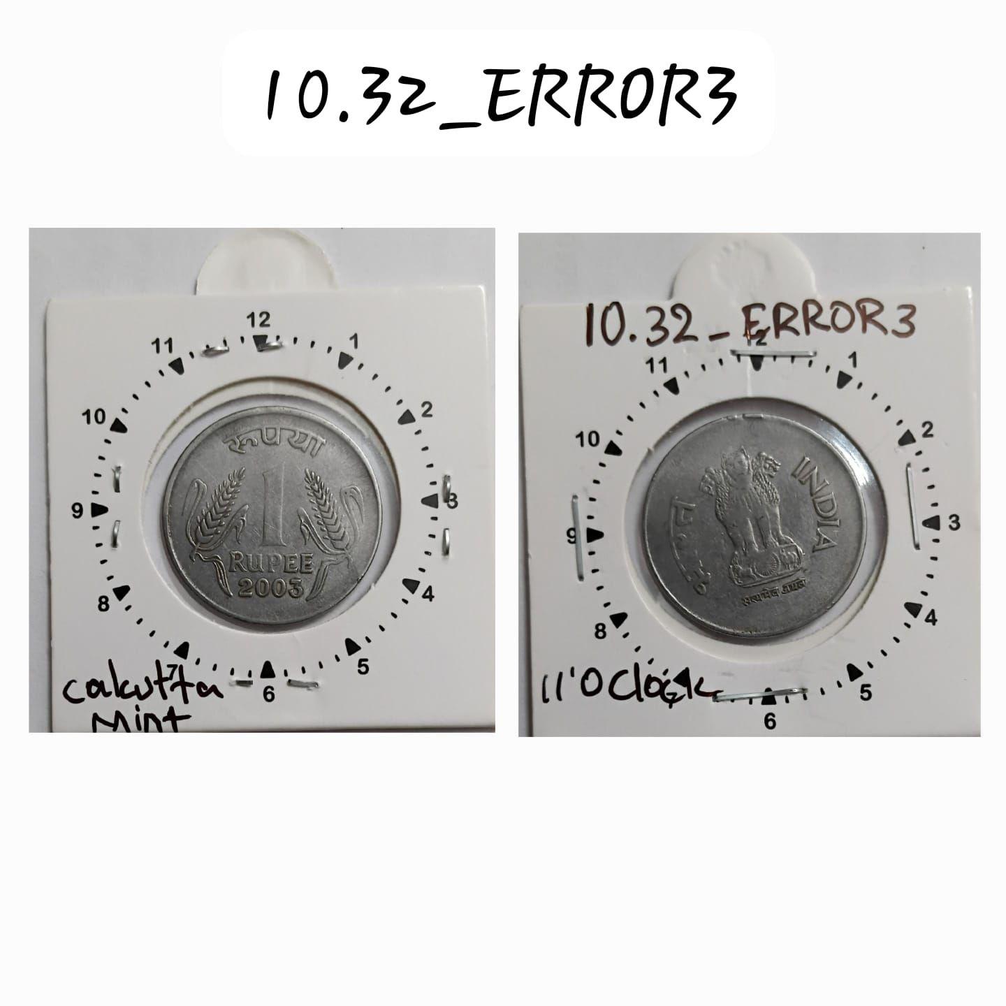India - 1 Rupee 2003 Calcutta Mint 11.5 O - Error Coin