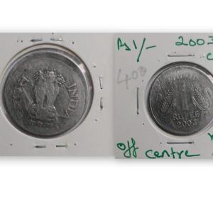 India - 2003 - 1 Rupee Calcutta Mint of f Ce - Error Coin