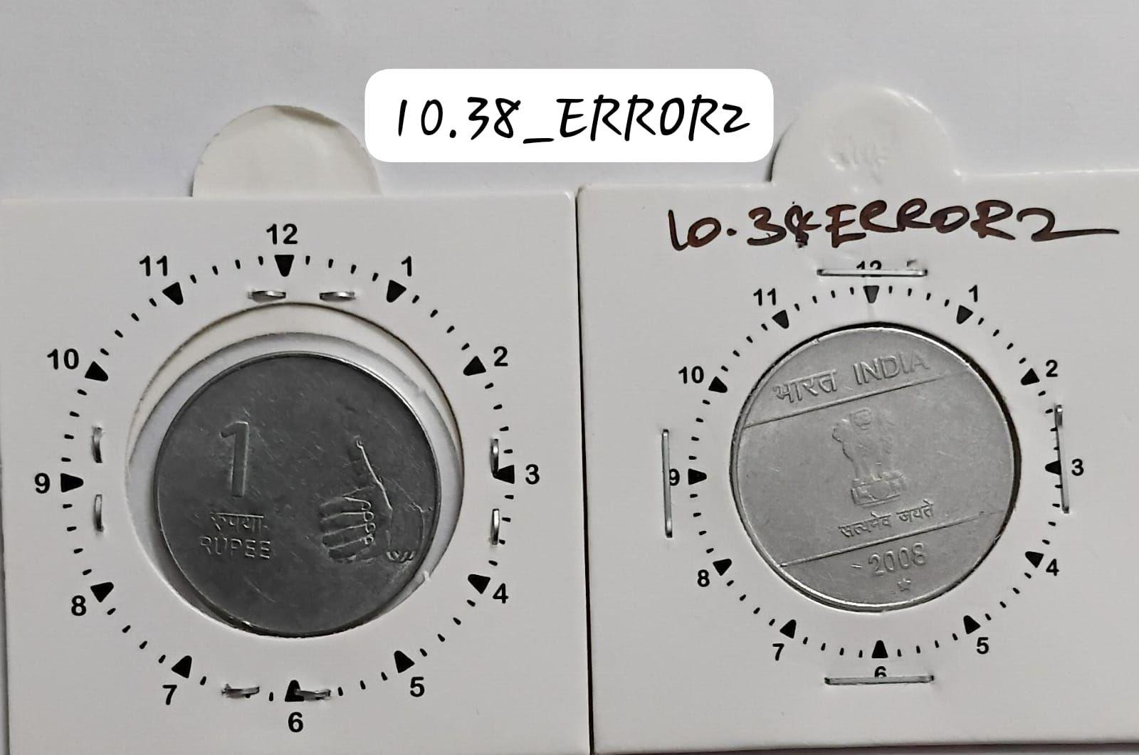 India - 2008 - 1 Rupee Hyderabad Mint 11 Oc - Error Coin