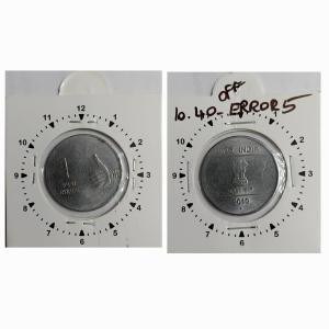 India - 2010 - 1 Rupee Bombay Mint of f Cen - Error Coin