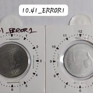 India - 2011 - 1 Rupee Hyderabad 11 Oclock R - Error Coin
