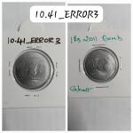 India - 1 Rupee 2011 Hyderabad Mint Ghost - Error Coin