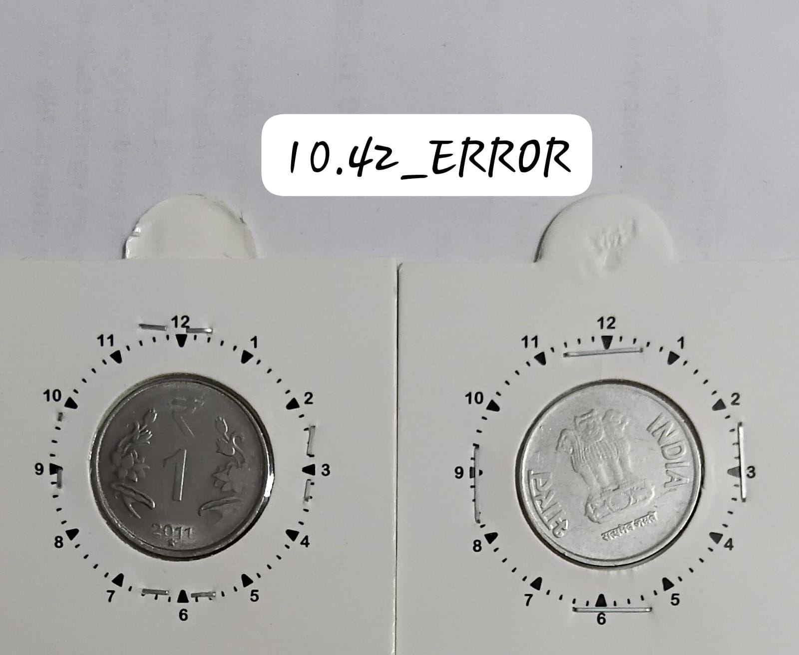 India - 2011 - 1 Rupee Hyderabad Mint 11 Oc - Error Coin