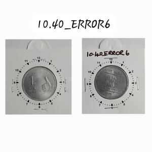 India - 2010 - 1 Rupee Noida Mint 12.5 Oclock Rotation Error Coin Used