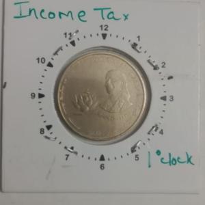 India - 5 Rupees-Income Tax Calcutta Mint 1 Oclock Rotation Error Coin Used
