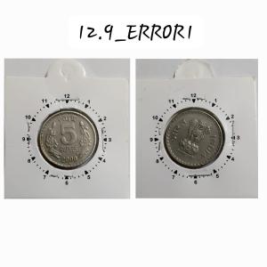 India - 5 Rupees 2000 Kolkata Mint 1 Oclock Rotation Error Coin UNC