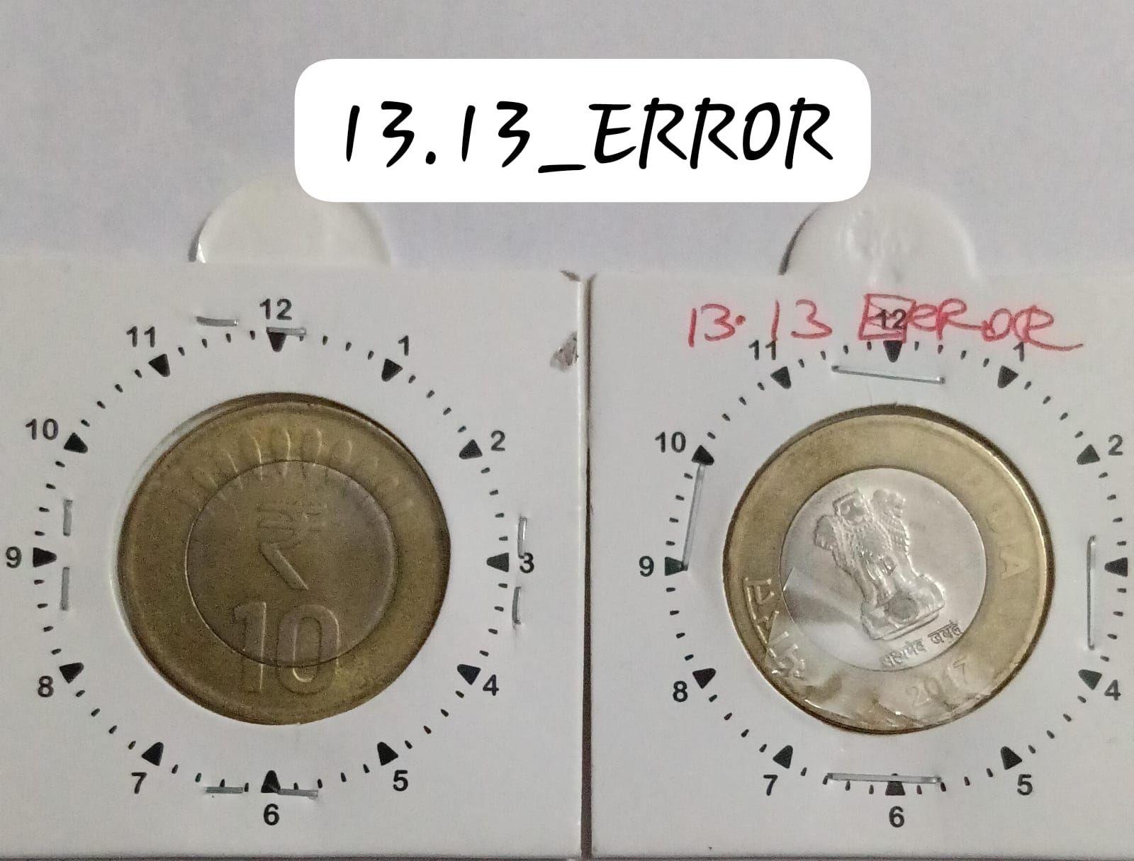 India - 2017 - 10 Rupees Hyderabad Mint 11 Oclock Rotation ERROR Coin UNC
