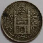 India - HYDERABAD RULER MIR USMAN ALI KHAN -2 ANNAS SILVER COIN
