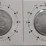 India - 2005 - 2 Rupees Hyderabad Mint 11.30 Rotation Error Coin UNC