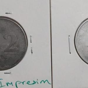 India - 2007 - 2 Rupees Kolkata Mint Ghost Error Coin Used