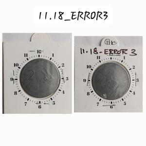 India - 2007 - 2 Rupees Mudra Kolkata Mint 4 Oclock Rotation Error Coin Used