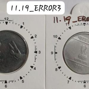 India - 2008 - 2 Rupees Mudra Hyderabad Mint 12.30 Rotation Error Coin Used