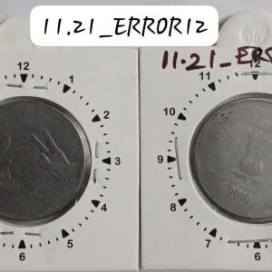 India - 2010 - 2 Rupees Mudra Kolkata Mint 12.30 Rotation Error Coin Used