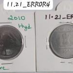 India - 2010 - 2 Rupees Mudra Hyderabad Mint off-centre Error Coin Used
