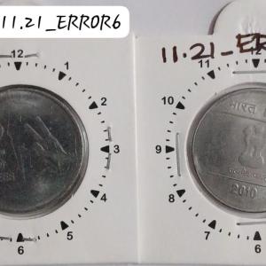 India - 2010 - 2 Rupees Mudra Hyderabad Mint 12.30 Rotation Error Coin Used