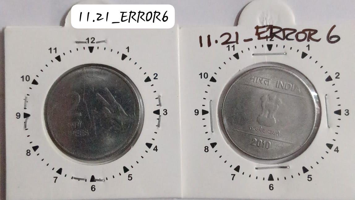 India - 2010 - 2 Rupees Mudra Hyderabad Mint 12.30 Rotation Error Coin Used