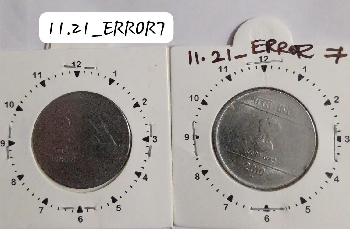India - 2010 - 2 Rupees Mudra Hyderabad Mint 1 Oclock Rotation Used - Coin