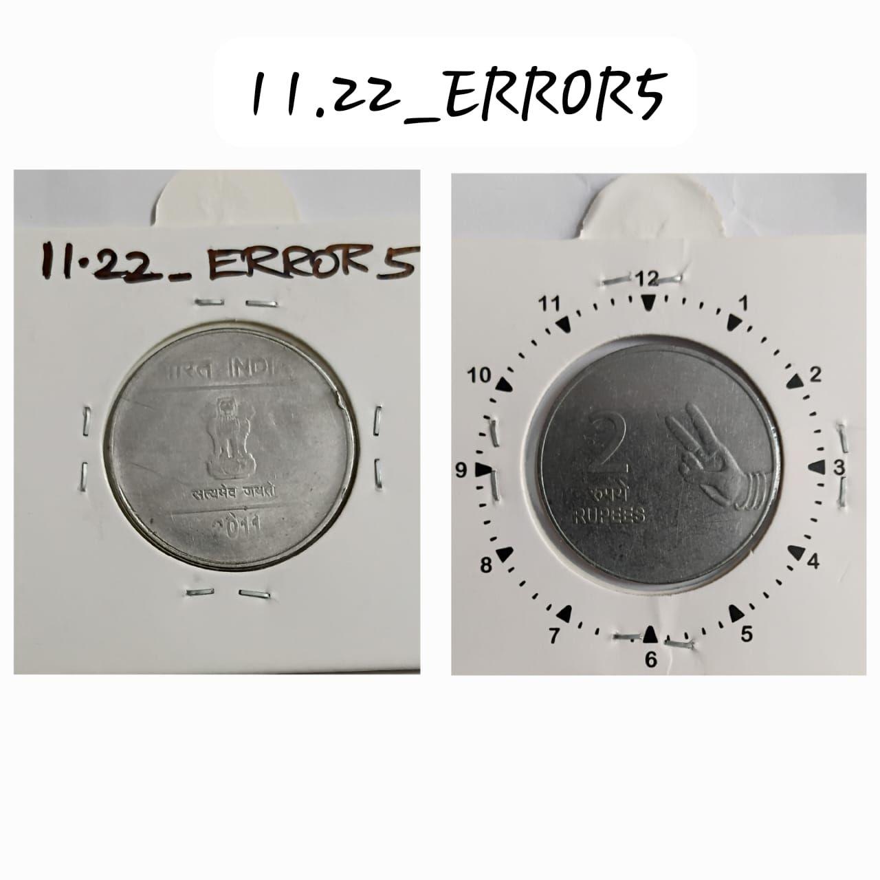 India - 2011 - 2 Rupees Mudra Kolkata Mint Ghost Coin Used