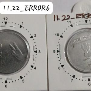 India - 2011 - 2 Rupees Mudra Kolkata Mint 11 Oclock Rotation Error Coin Used