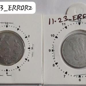 India - 2011 - 2 Rupees Hyderabad Mint 11 Oclock Rotation Error Coin Used