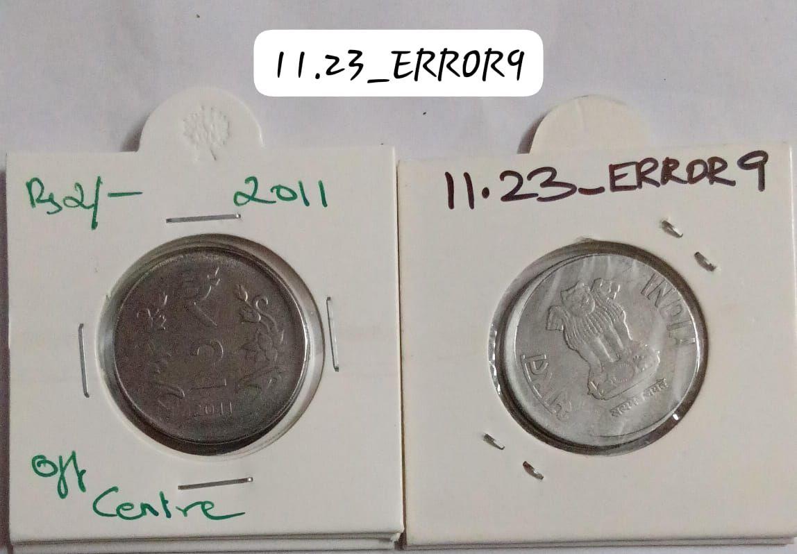 India - 2011 - 2 Rupees Kolkata Mint off-centre Coin UNC