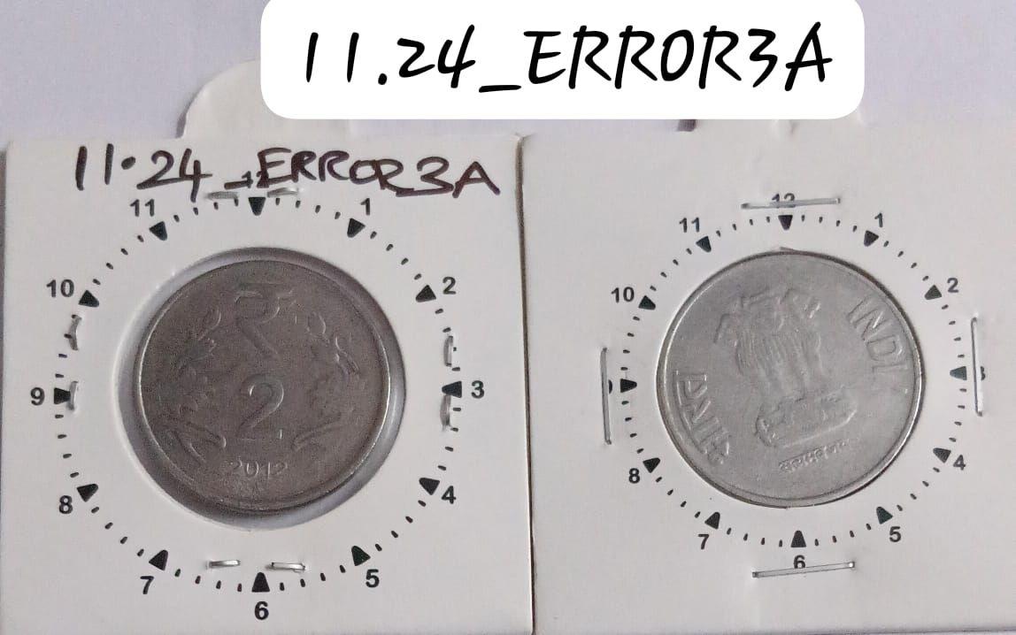 India - 2012 - 2 Rupees Hyderabad Mint 11 Oclock Rotation Off-centre Error Coin Used