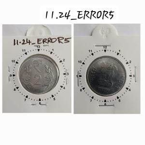 India - 2012 - 2 Rupees Hyderabad Mint 1 Oclock Rotation Off-centre Error Coin UNC