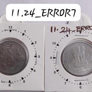 India - 2012 - 2 Rupees Kolkata Mint 11 Oclock Rotation Error Coin Used