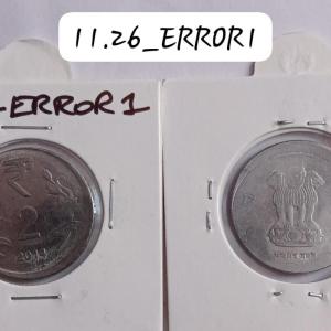 India - 2014 - 2 Rupees Hyderabad Mint off-centre Error Coin Used