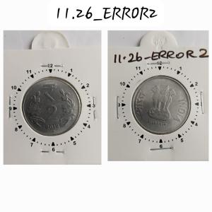 India - 2014 - 2 Rupees Kolkata Mint 12.30 Rotation Error Coin Used