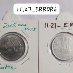 India - 2015 - 2 Rupees Kolkata Mint off-centre Error Coin Used