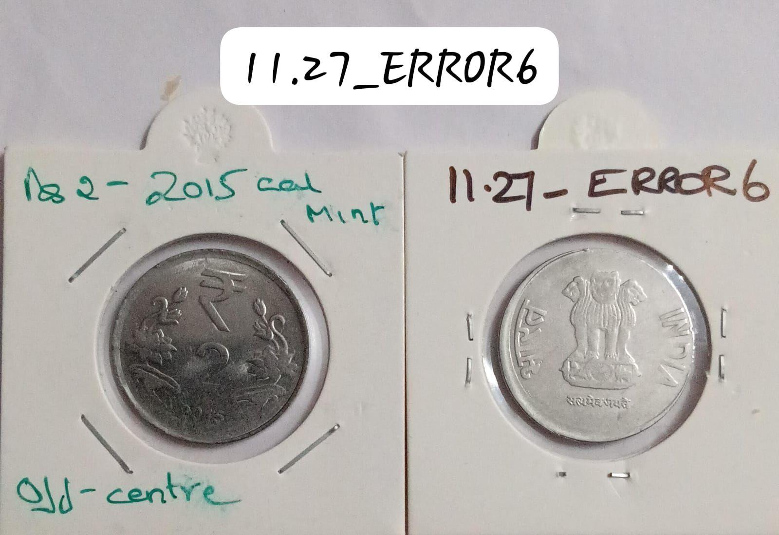 India - 2015 - 2 Rupees Kolkata Mint off-centre Error Coin Used