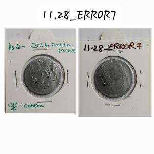 India - 2016 - 2 Rupees Noida Mint off-centre Coin Used