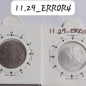 India - 2017 - 2 Rupees Hyderabad Mint 11 Oclock Rotation Error Coin Used