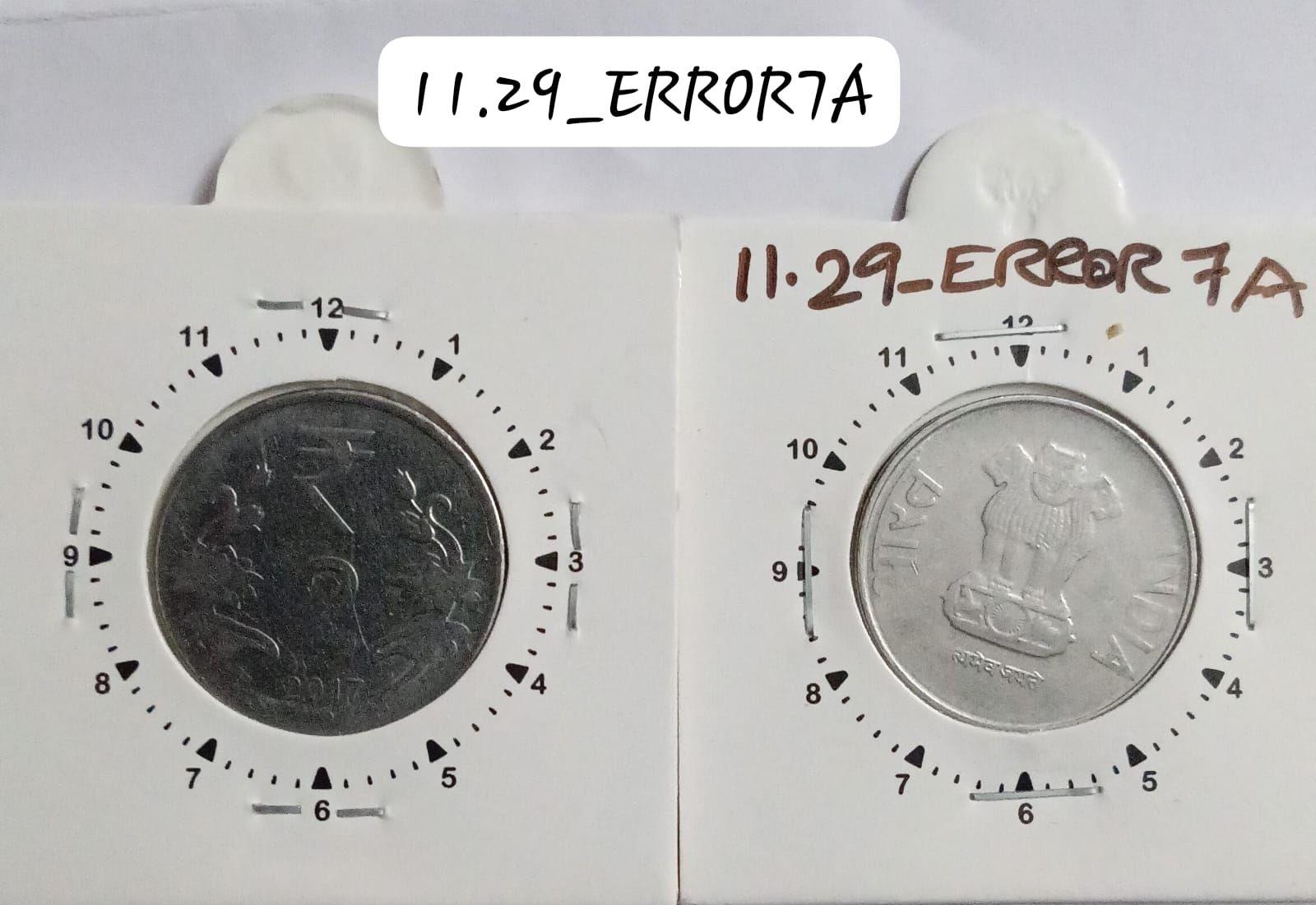 India - 2017 - 2 Rupees Noida Mint 1 Oclock Rotation Error Coin UNC
